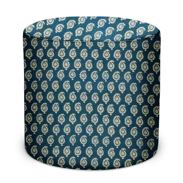 Indoor/Outdoor Pouf in Peter Dunham Textiles Janpath in Blue/Blue