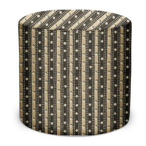 Indoor/Outdoor Pouf in Peter Dunham Textiles Mitra in Jet/Sand