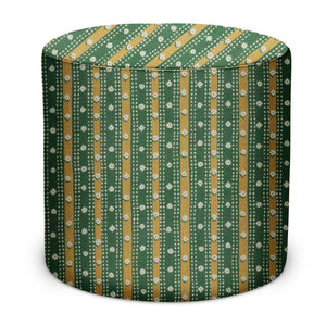Indoor/Outdoor Pouf in Peter Dunham Textiles Mitra in Green/Gold