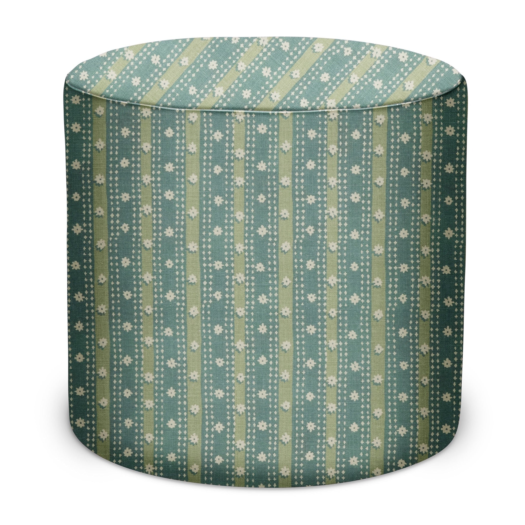 Indoor/Outdoor Pouf in Peter Dunham Textiles Mitra in Pale Blue/Ocean