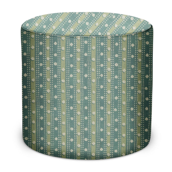 Indoor/Outdoor Pouf in Peter Dunham Textiles Mitra in Pale Blue/Ocean