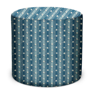 Indoor/Outdoor Pouf in Peter Dunham Textiles Mitra in Blue/Blue
