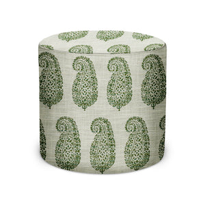 Indoor/Outdoor Pouf in Peter Dunham Textiles Mandawa in Green/White