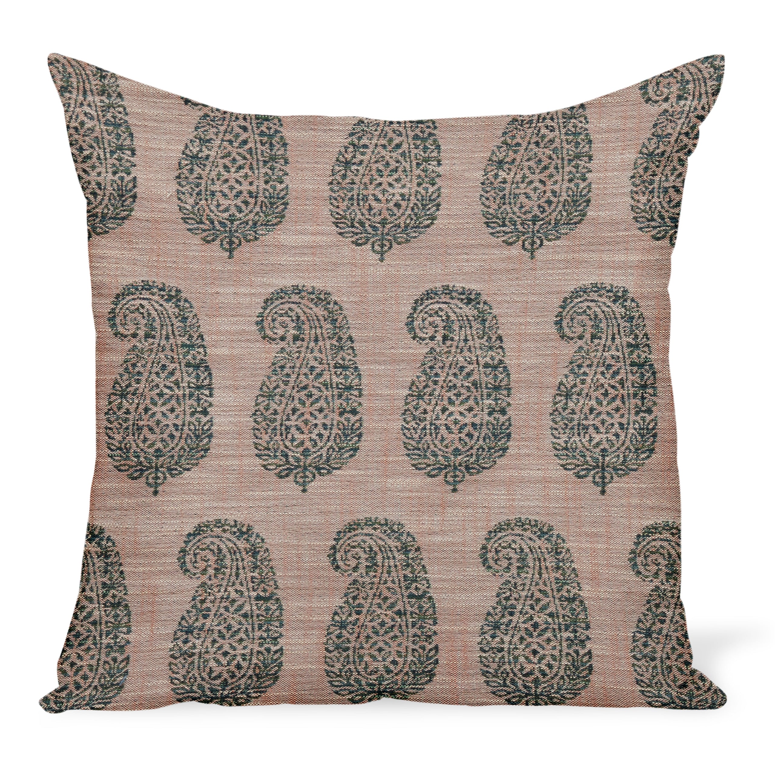 Peter Dunham Textiles Outdoor Mandawa in Jade/Terracotta Pillow