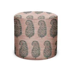Indoor/Outdoor Pouf in Peter Dunham Textiles Mandawa in Jade/Terracotta