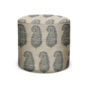Indoor/Outdoor Pouf in Peter Dunham Textiles Mandawa in Blue/Natural