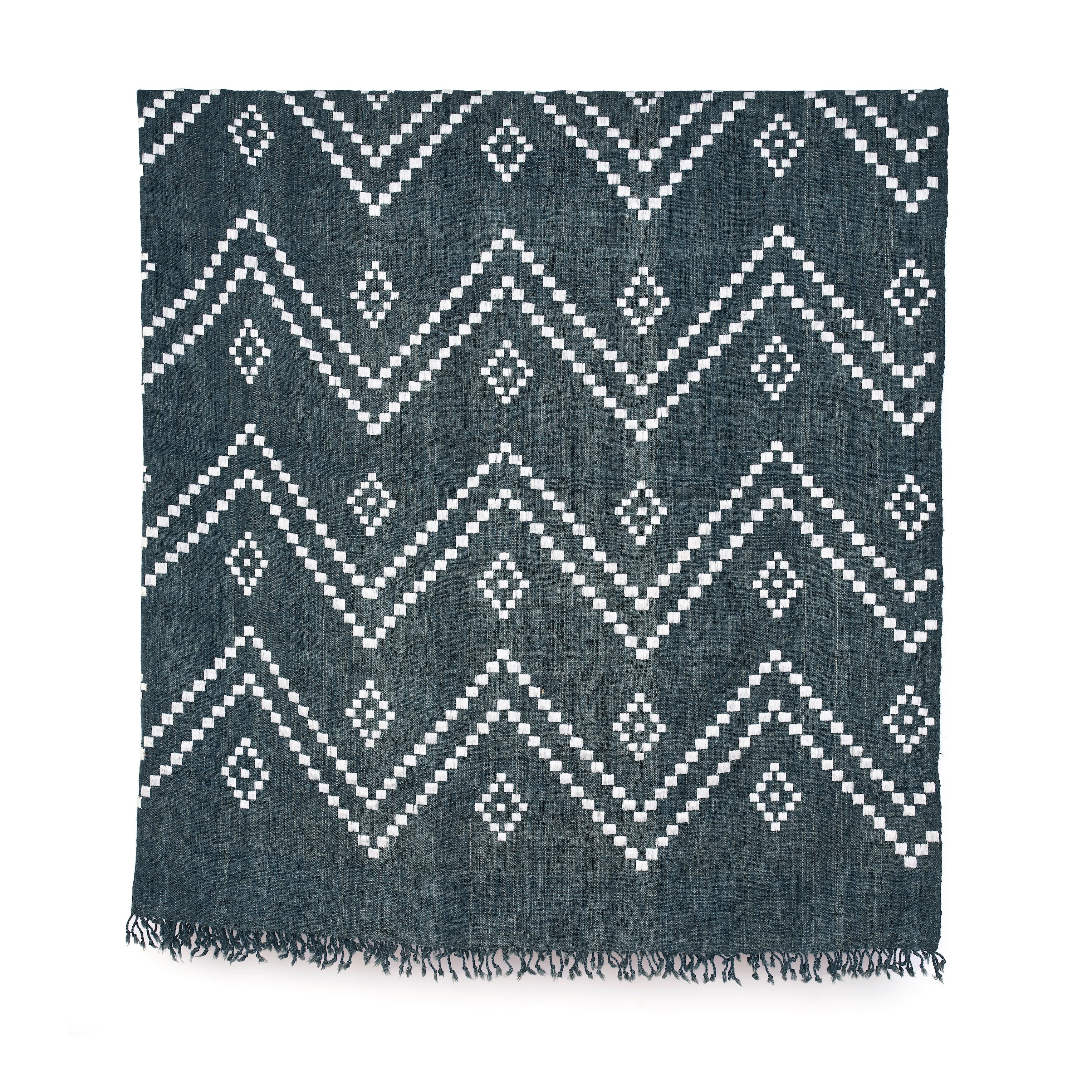 Zig Zag Indian Bedcover in Charcoal