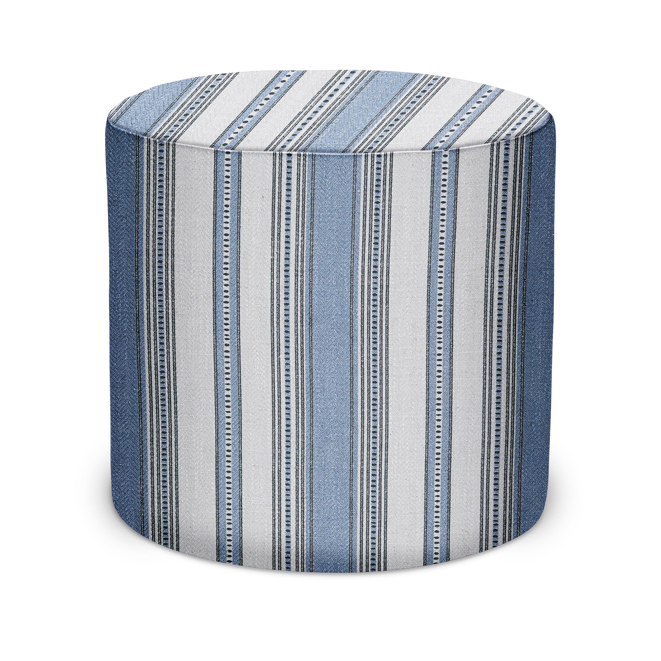 Indoor Pouf in Peter Dunham Textiles Dhurrie in Steel/Natural