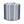 Striped fabric pouf ottoman, steel blue and natural, cylindrical