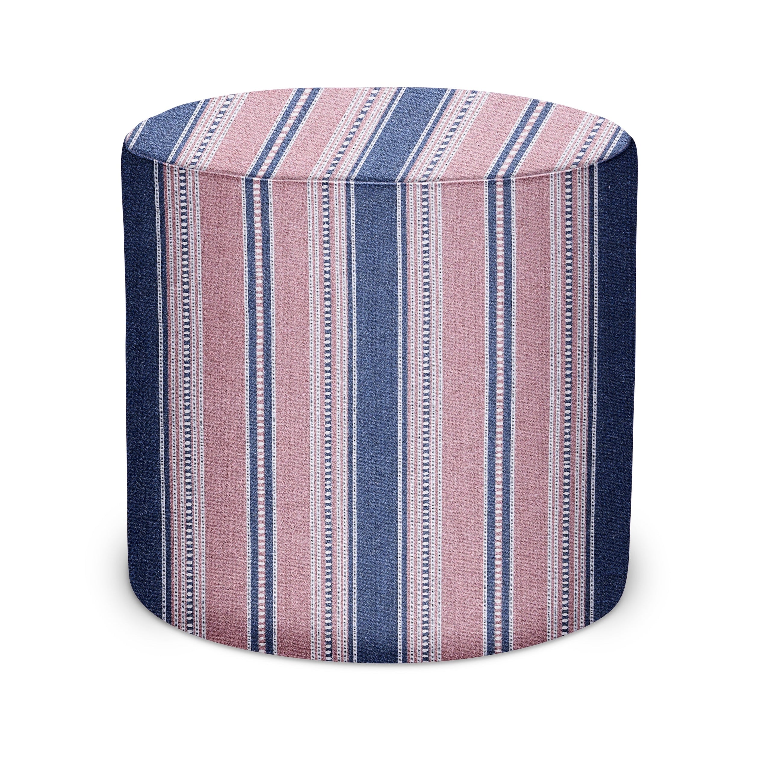 Indoor Pouf in Peter Dunham Textiles Dhurrie in Blue/Pink