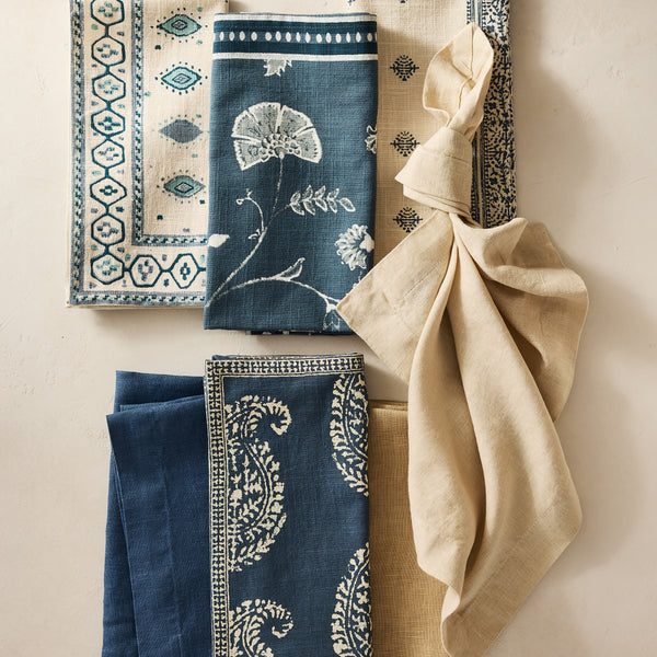 Peter Dunham + Hudson Grace Kashmir Paisley Indigo Blue Printed Napkin