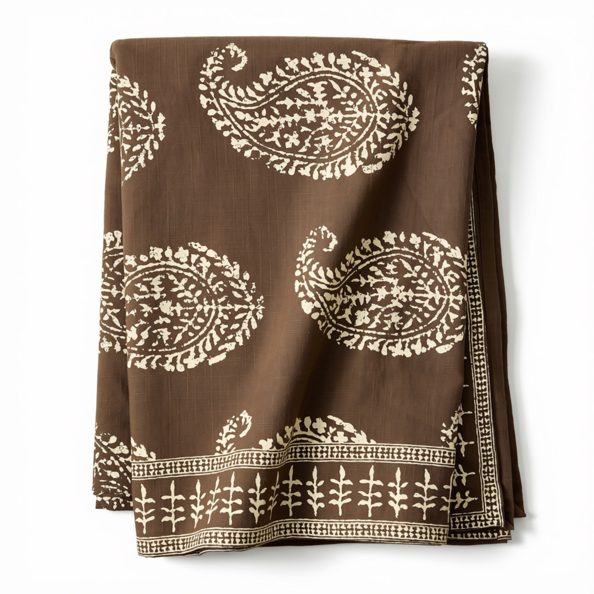 Peter Dunham + Hudson Grace Kashmir Paisley Brown Printed Tablecloth