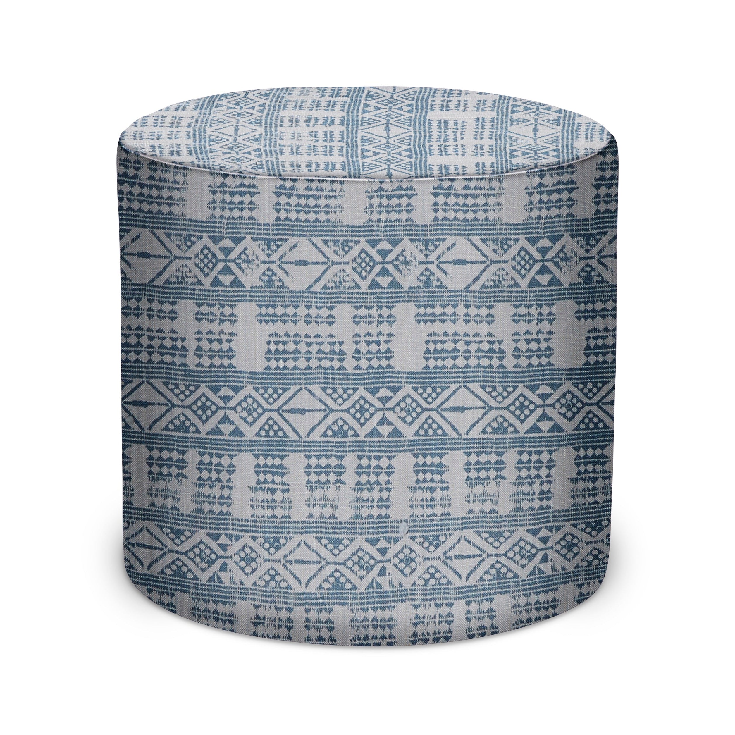 Indoor Pouf in Peter Dunham Textiles Addis in Mist/Blue