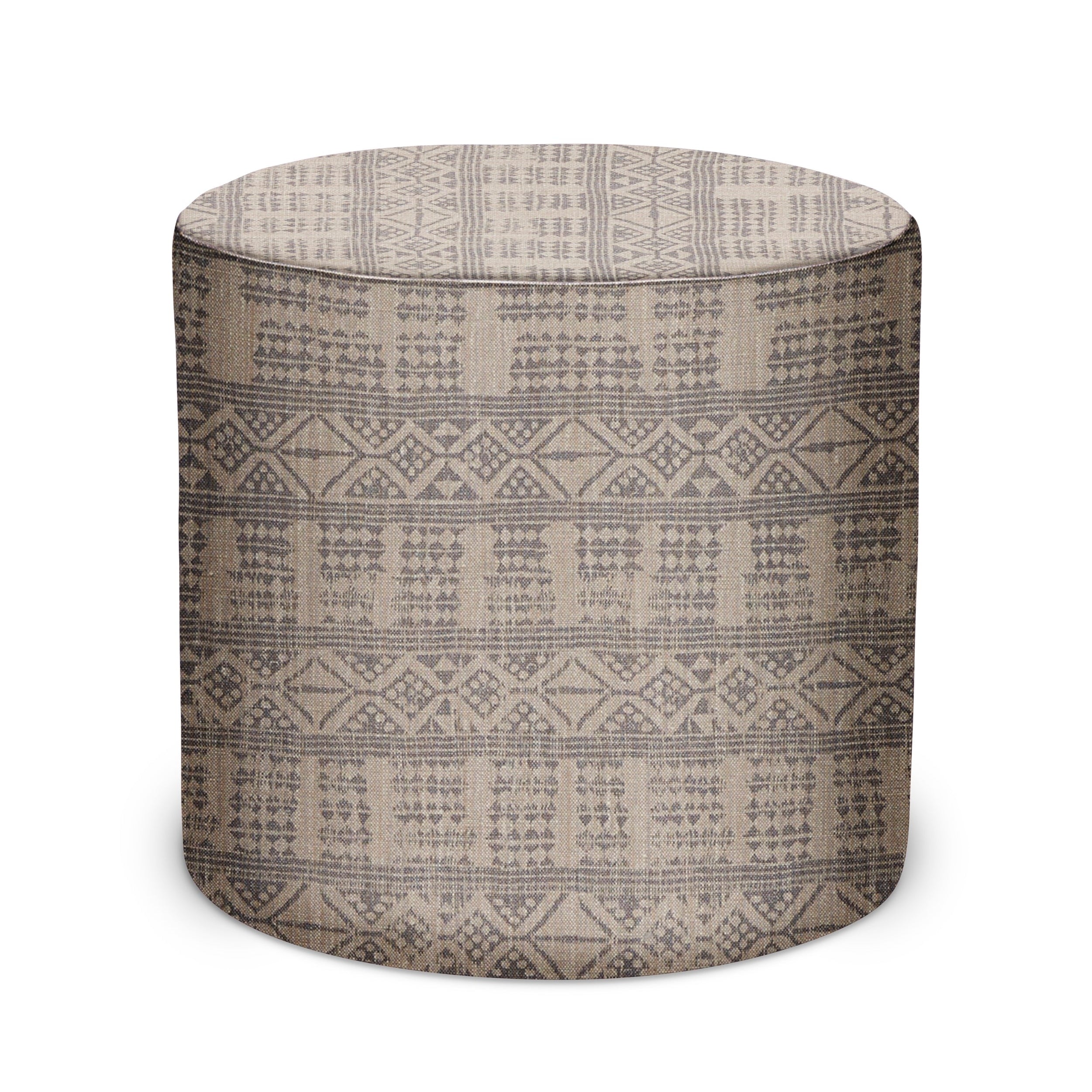 Indoor Pouf in Peter Dunham Textiles Addis in Ash/Gray