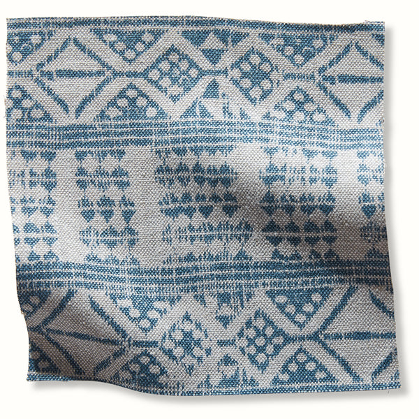 Geometric woven pillow cover in mist and blue
