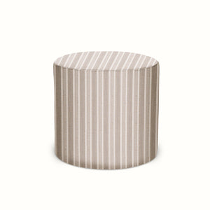 Indoor/Outdoor Pouf in Peter Dunham Textiles Amida Stone on Natural