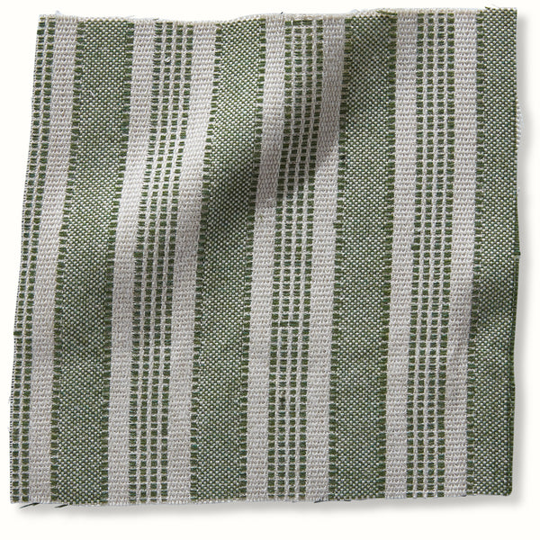 Peter Dunham Textiles outdoor pillow cover with green and natural vertical woven stripes