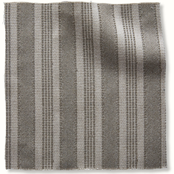 Outdoor pillow cover fabric swatch with vertical stone and natural stripes