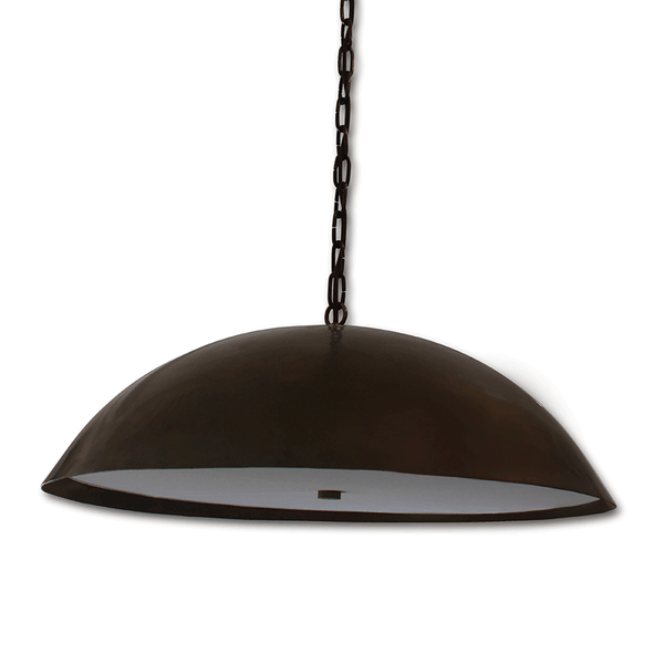 Vintage Brass and Silk Hanging Dome Pendant Lights