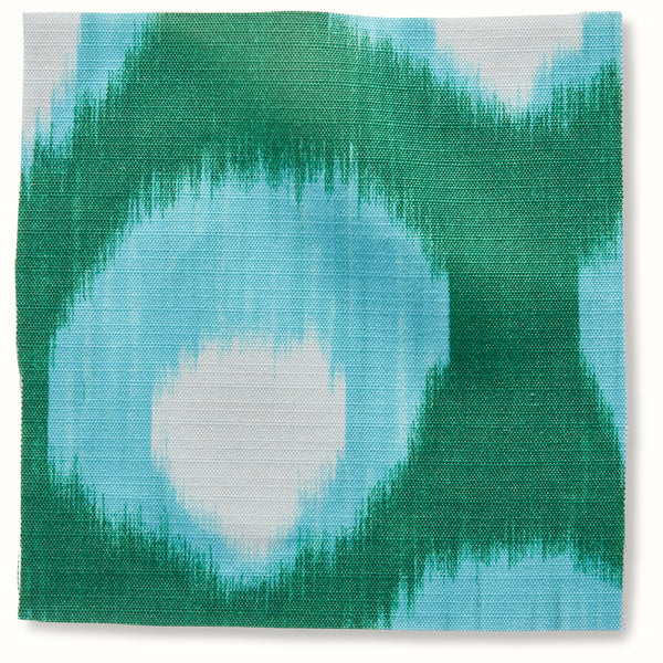 Outdoor pillow cover, green and blue medallion pattern, square