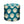 Blue indoor pouf with circular top and white ikat-style dot pattern