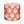 Indoor cylindrical pouf in pink and orange with white ikat-style pattern