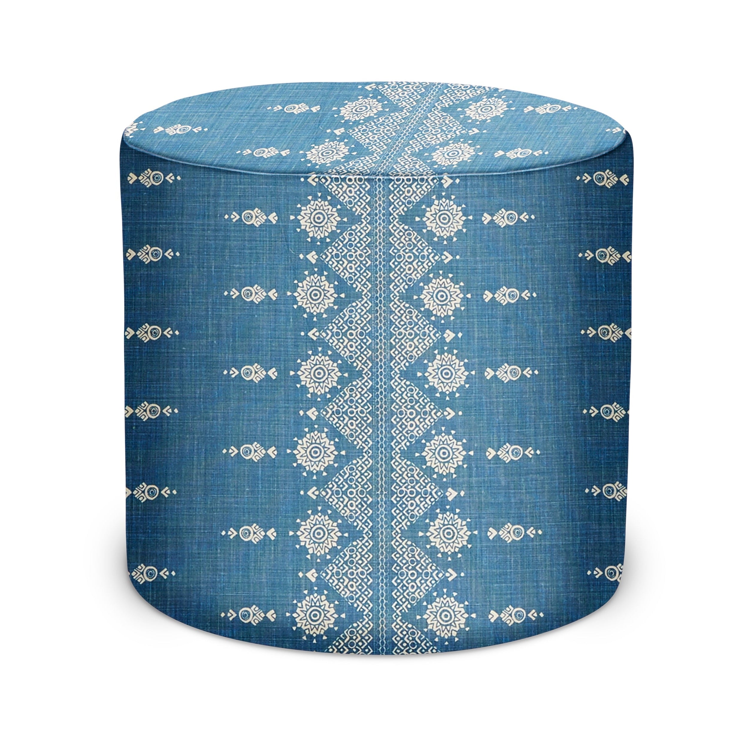 Indoor Pouf in Peter Dunham Textiles Carmania in Indigo