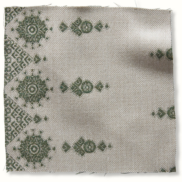Peter Dunham Textiles Outdoor Carmania in Green on Natural Pillow
