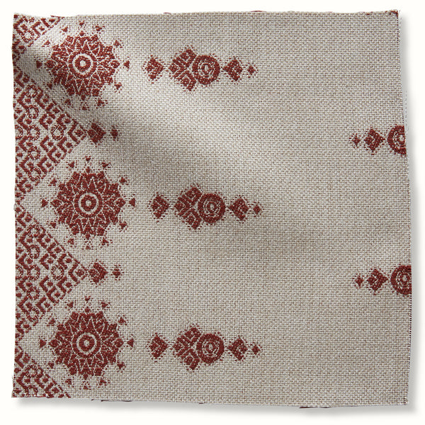 Peter Dunham Textiles Outdoor Carmania in Red on Natural Pillow