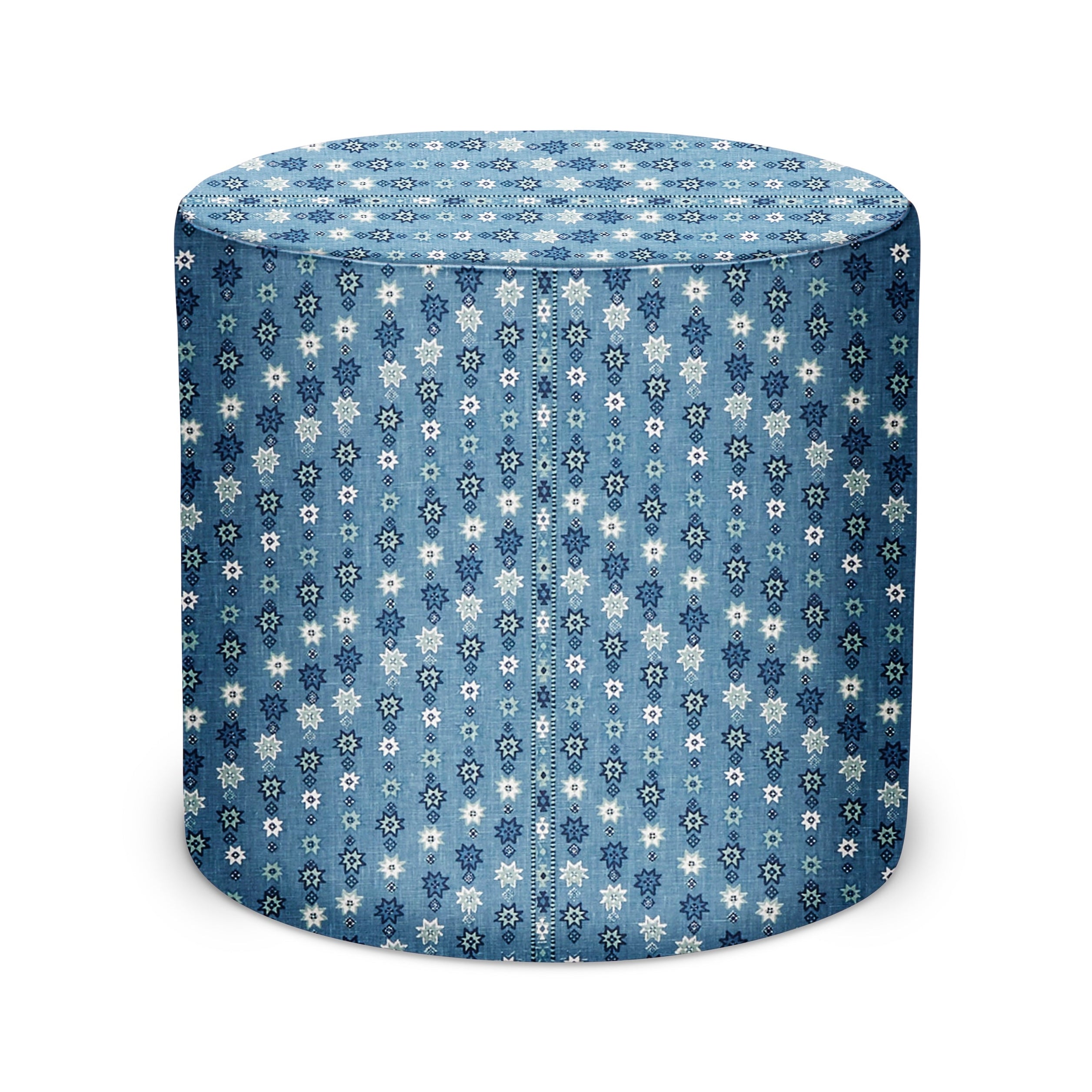 Indoor Pouf in Peter Dunham Textiles Cosima in Blue/Blue