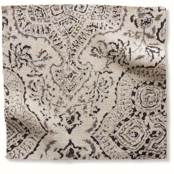 Peter Dunham Deeg decorative pillow cover, tan with charcoal ornate scroll pattern