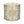 Round indoor pouf upholstered in gold and olive ornate medallion pattern on light fabric