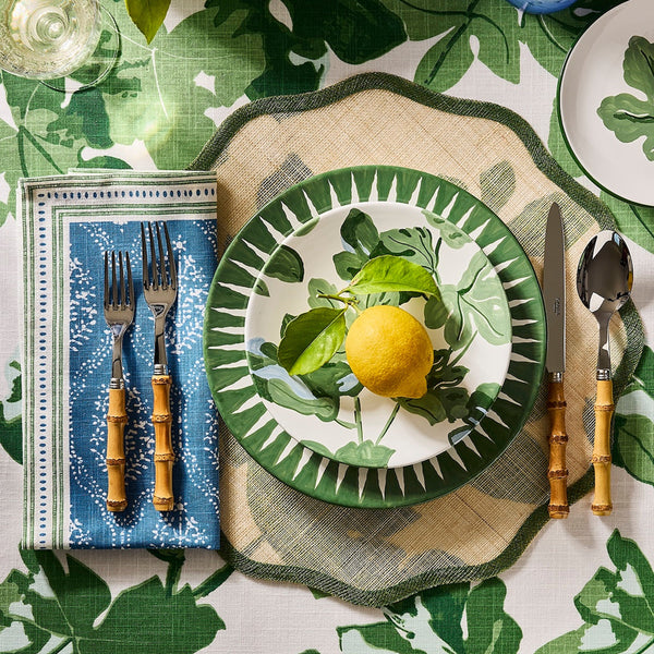Pre-Order Peter Dunham + Hudson Grace Green Fig Leaf Printed Tablecloth