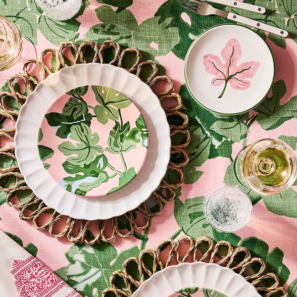 Peter Dunham + Hudson Grace Hand-Painted Green Fig Pink Salad Plate