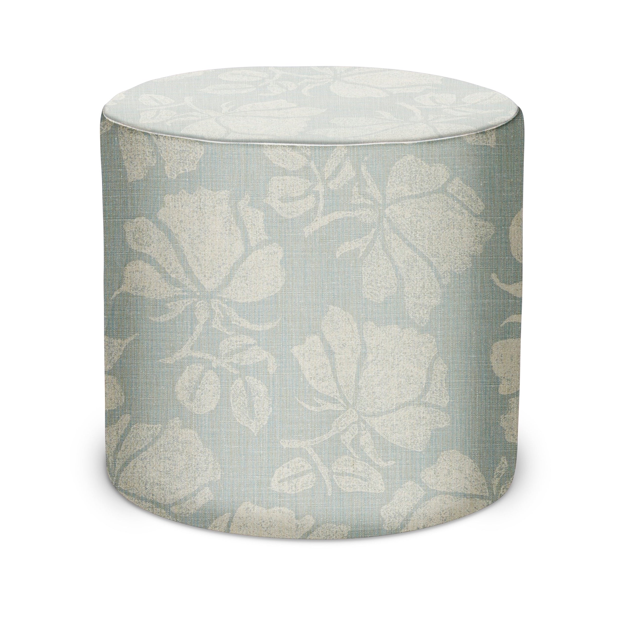 Indoor Pouf in Peter Dunham Textiles Emilia in Ocean/Natural