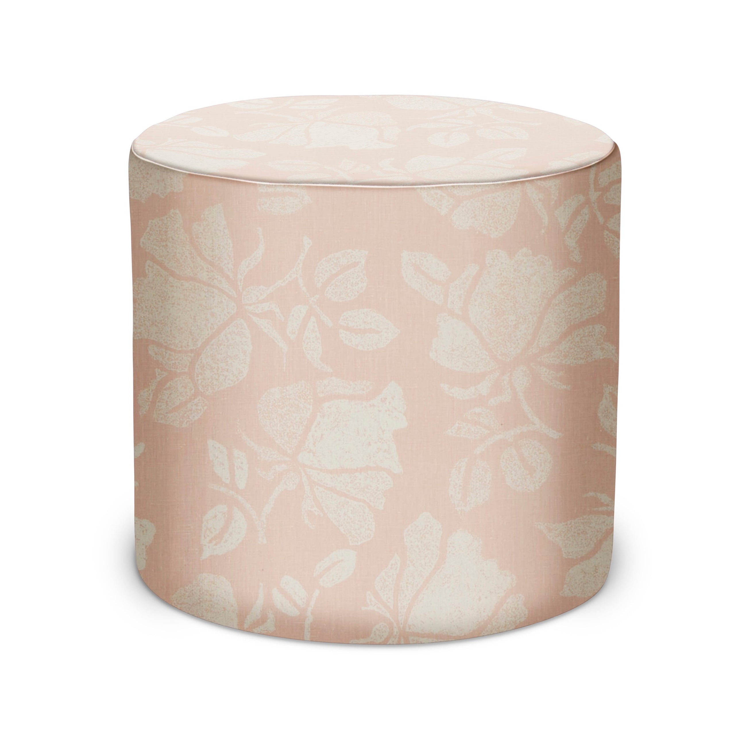 Indoor Pouf in Peter Dunham Textiles Emilia in Pink/White
