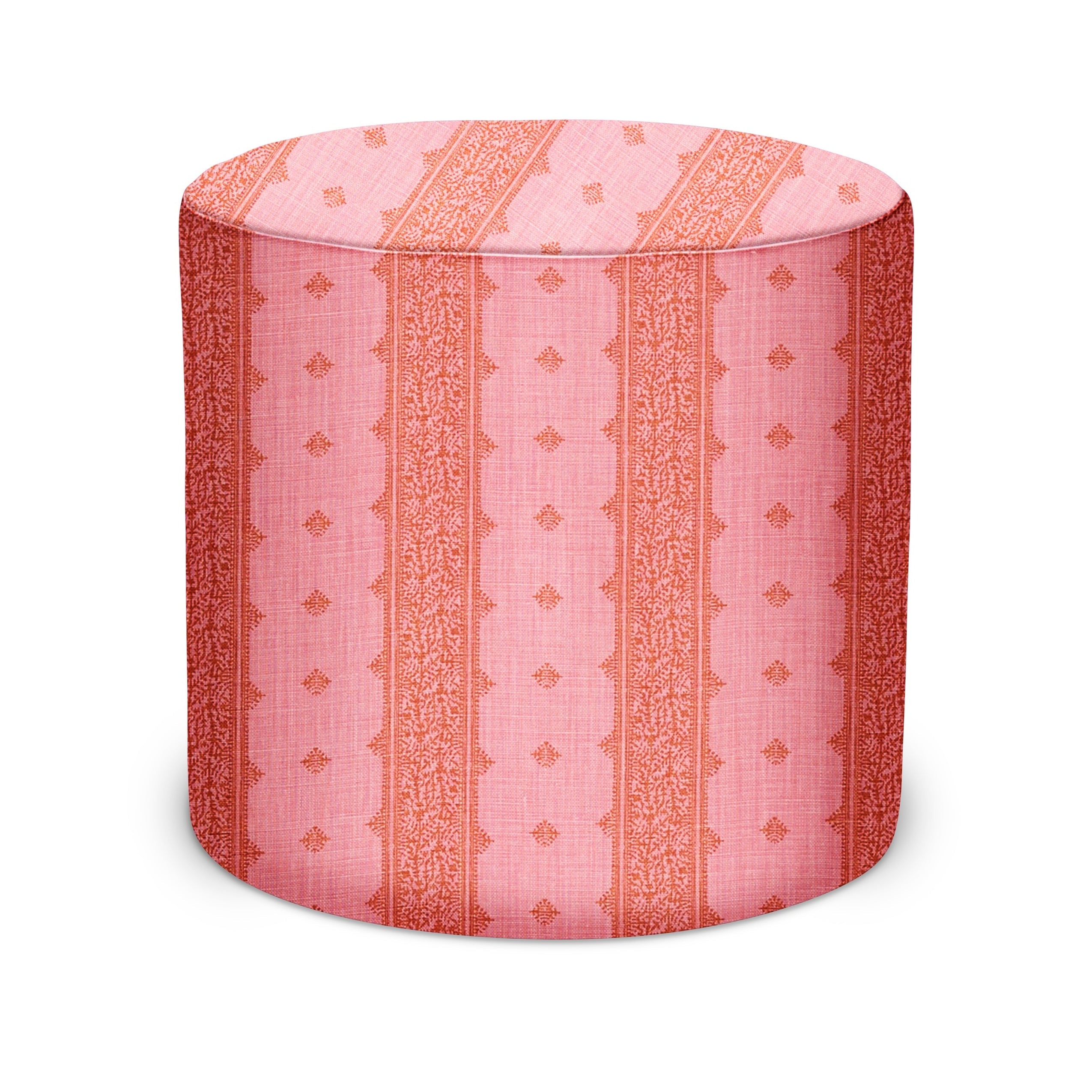 Indoor Pouf in Peter Dunham Textiles Fez in Pink/Orange
