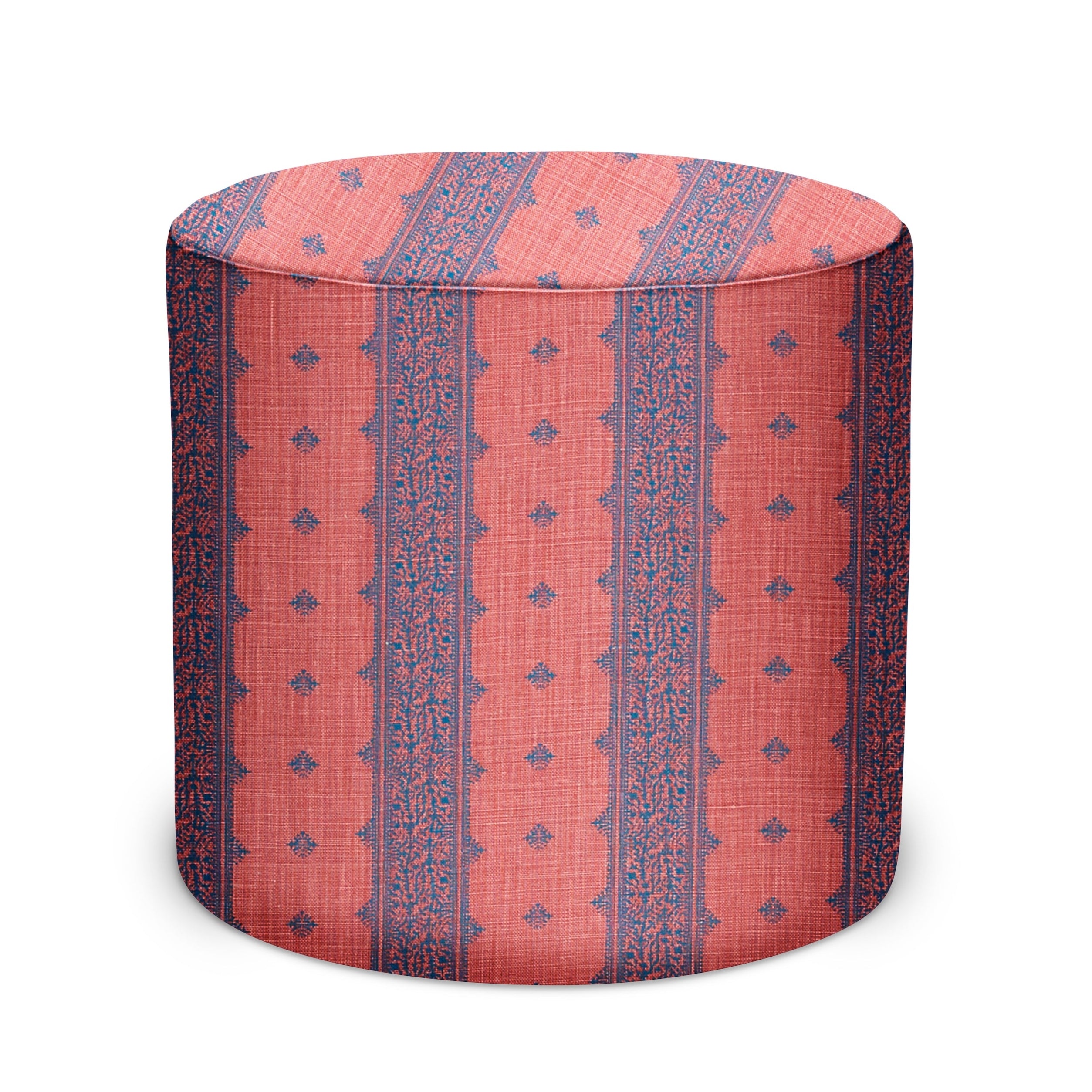 Indoor Pouf in Peter Dunham Textiles Fez in Indigo/Raspberry