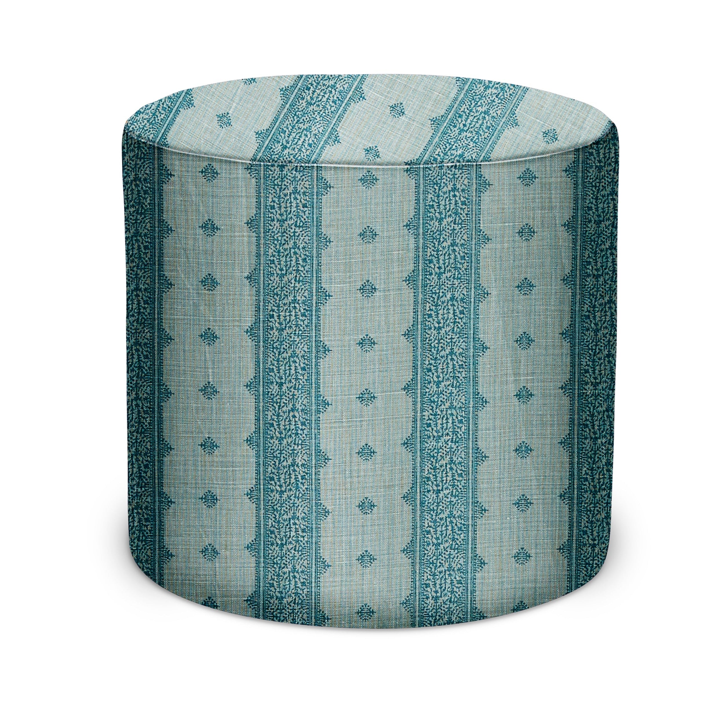 Indoor Pouf in Peter Dunham Textiles Fez in Blue/Blue