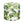 Indoor pouf with green fig leaf pattern on off-white fabric, rounded cylindrical shape