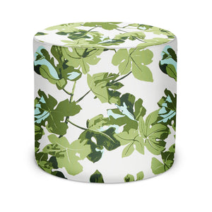 Indoor Pouf in Peter Dunham Textiles Fig Leaf in Original on White