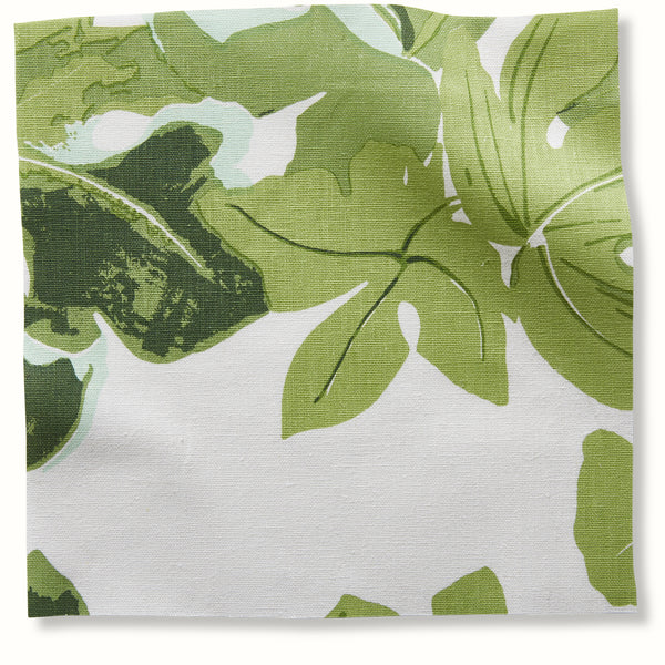 Hemp pillow cover with faded fig leaf print