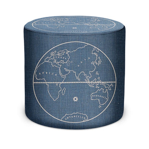 Indoor Pouf in Peter Dunham Textiles Globe in Indigo
