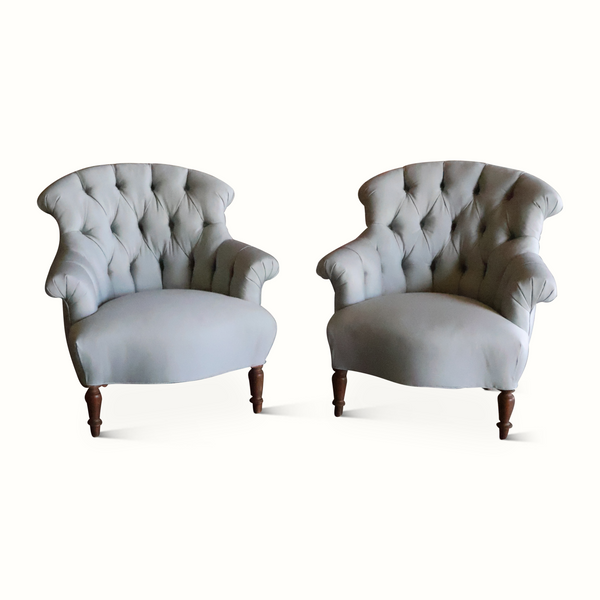 Pair of 19th Century Tufted Napoleon Chairs