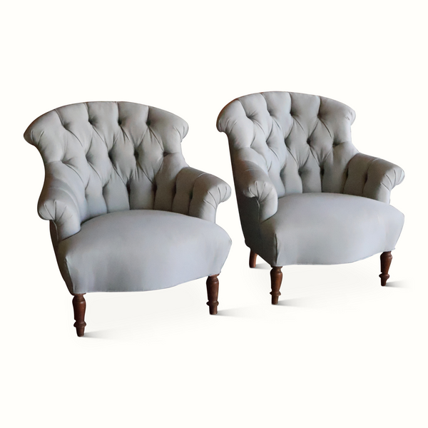 Pair of 19th Century Tufted Napoleon Chairs