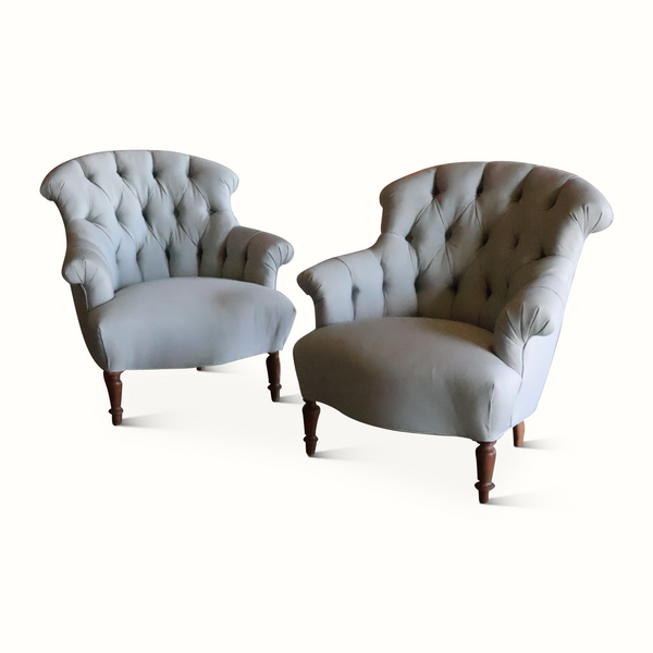 Pair of 19th Century Tufted Napoleon Chairs