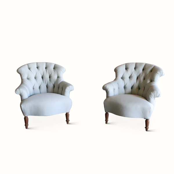 Pair of 19th Century Tufted Napoleon Chairs