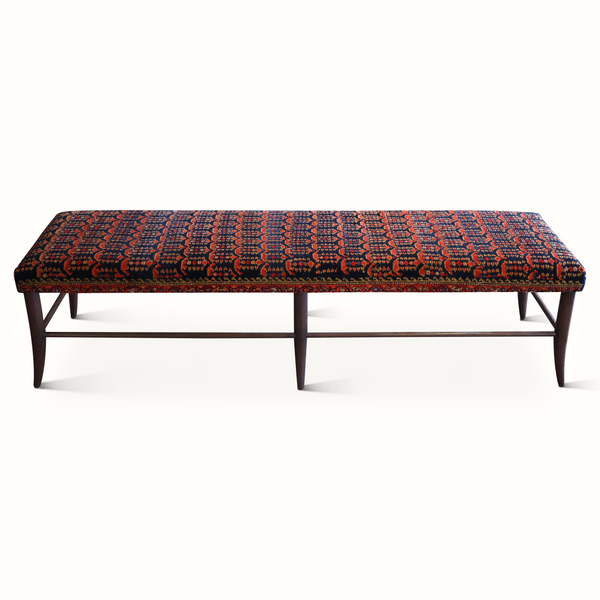 Croft Bench Upholstered in a Persian Carpet. Pair Available, Each Sold Individually.