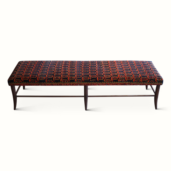 Croft Bench Upholstered in a Persian Carpet. Pair Available, Each Sold Individually.