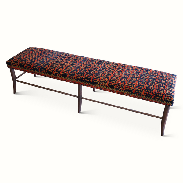 Croft Bench Upholstered in a Persian Carpet. Pair Available, Each Sold Individually.